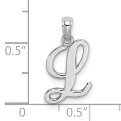 10K White Gold Polished L Script Initial Charm