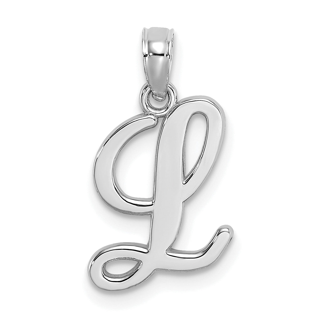 10K White Gold Polished L Script Initial Charm Main image