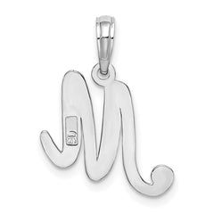 10K White Gold Polished M Script Initial Charm