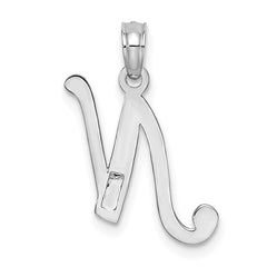 10K White Gold Polished N Script Initial Charm