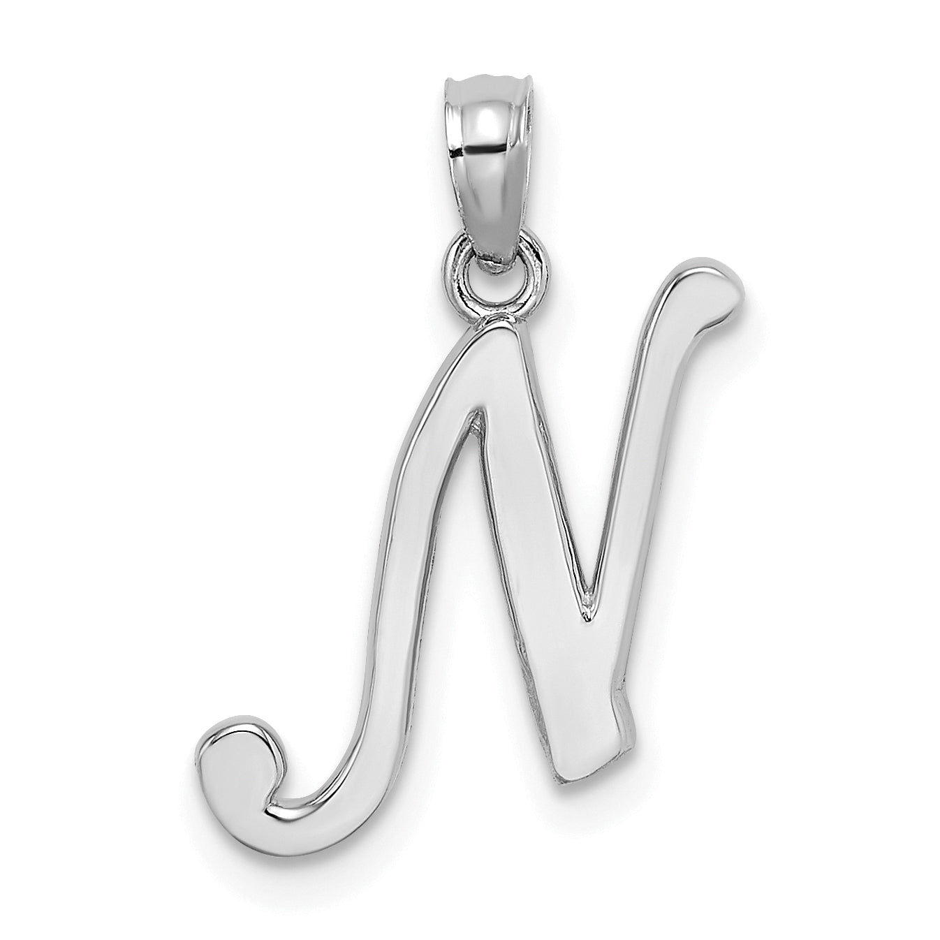 10K White Gold Polished N Script Initial Charm Main image