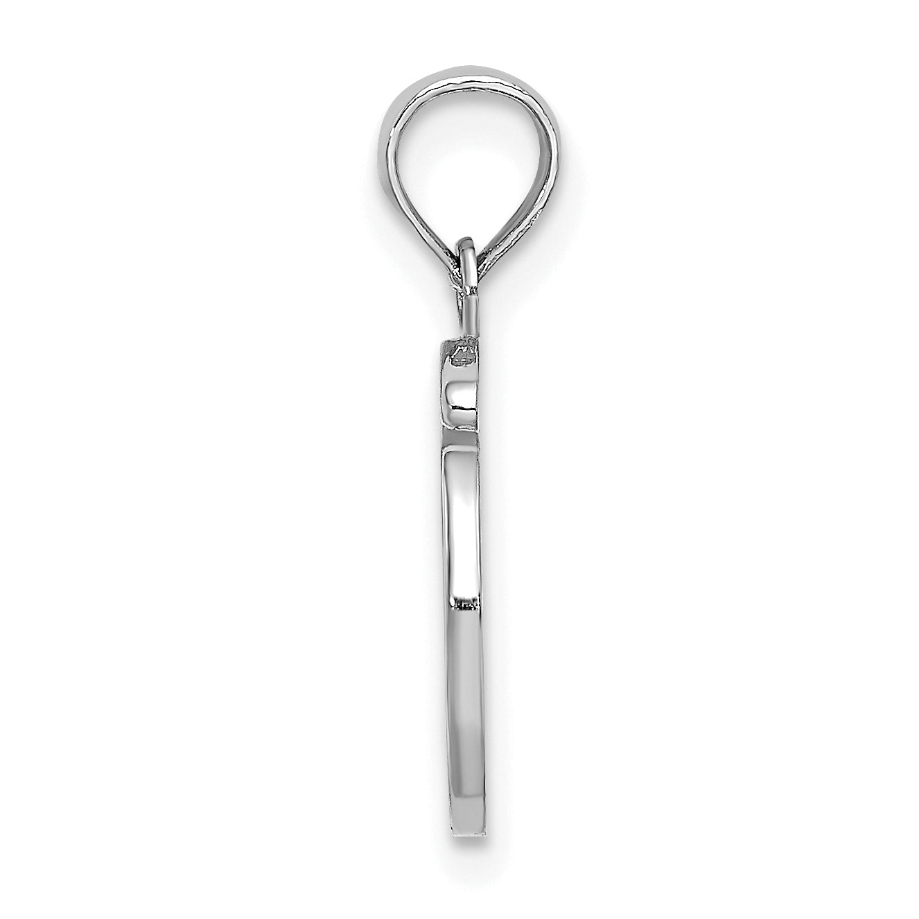10K White Gold Polished O Script Initial Charm