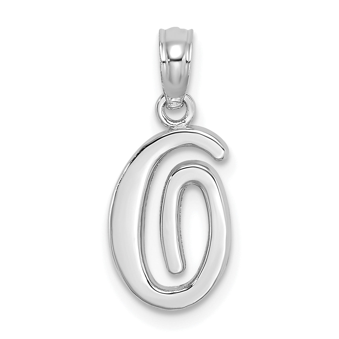 10K White Gold Polished O Script Initial Charm Main image