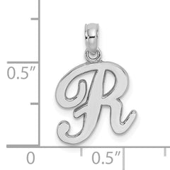 10K White Gold Polished R Script Initial Charm