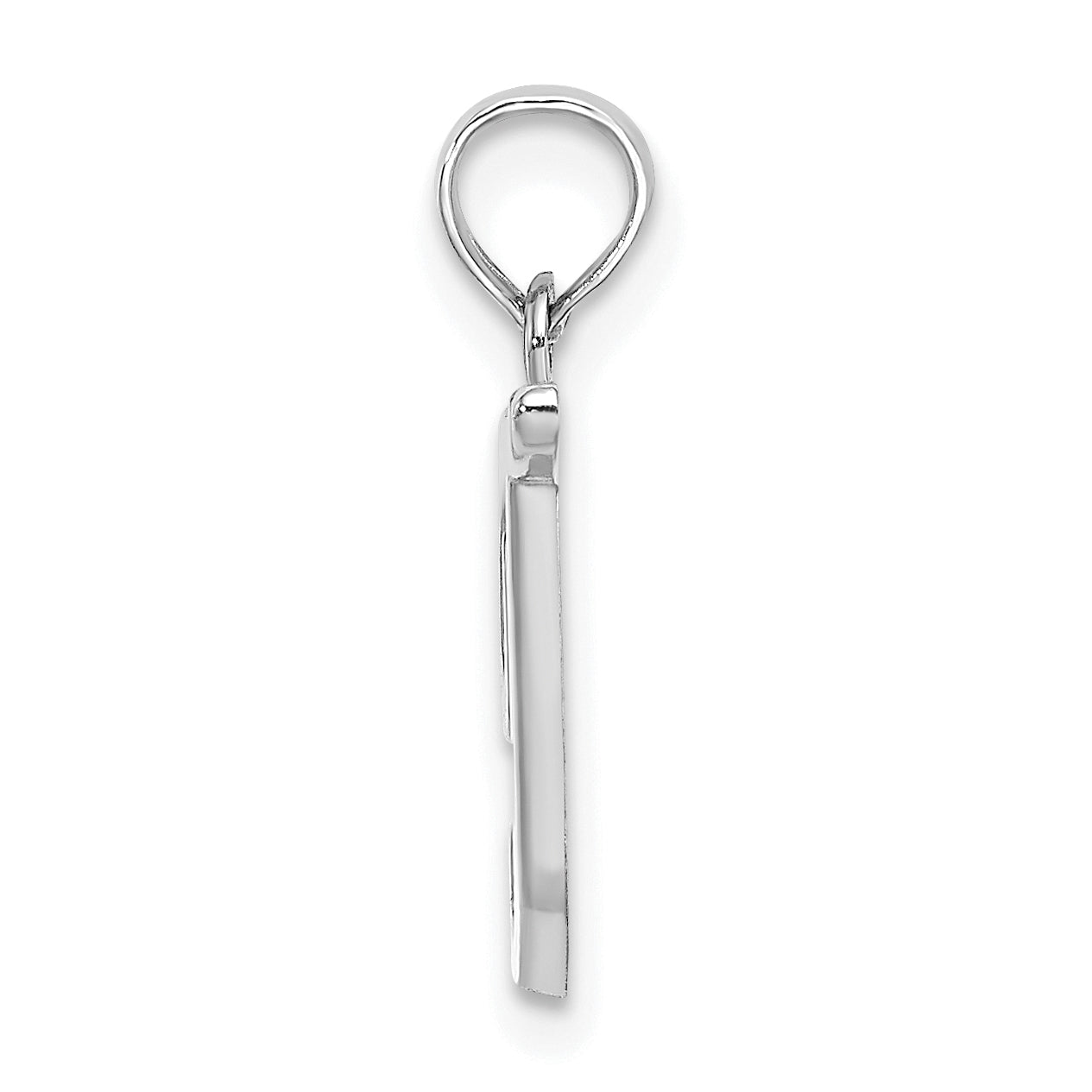 10K White Gold Polished T Script Initial Charm Secondary image
