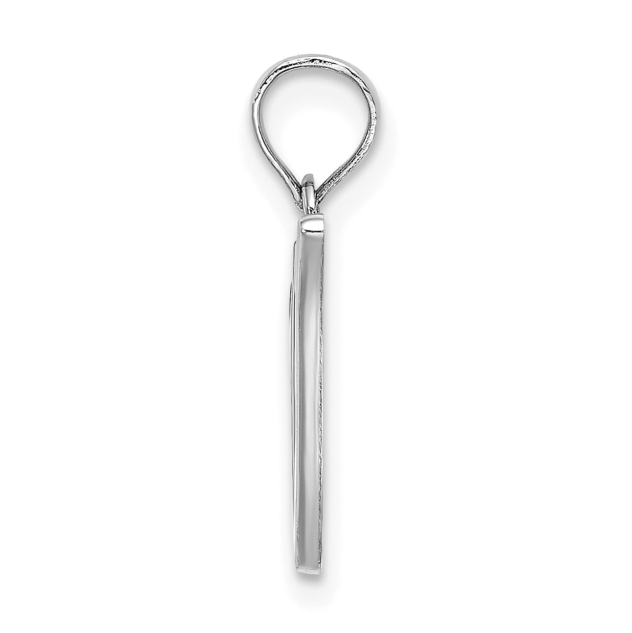 10K White Gold Polished V Script Initial Charm Secondary image