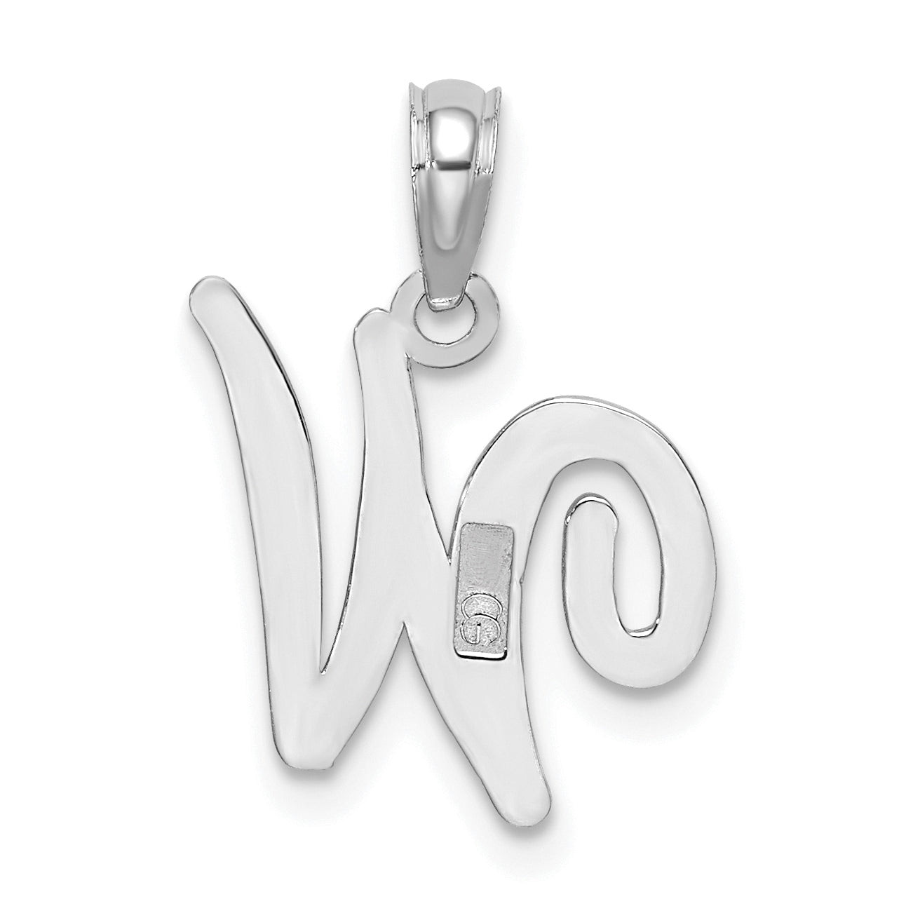 10K White Gold Polished W Script Initial Charm
