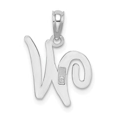 10K White Gold Polished W Script Initial Charm