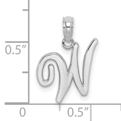 10K White Gold Polished W Script Initial Charm