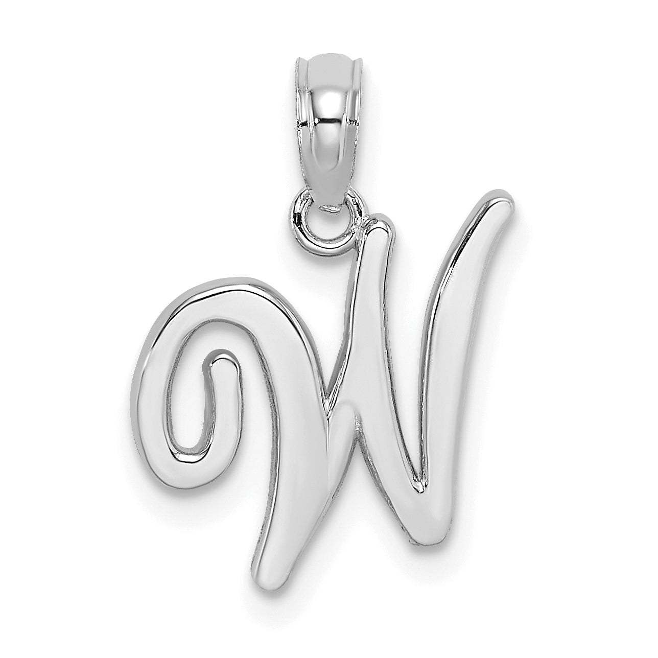10K White Gold Polished W Script Initial Charm Main image