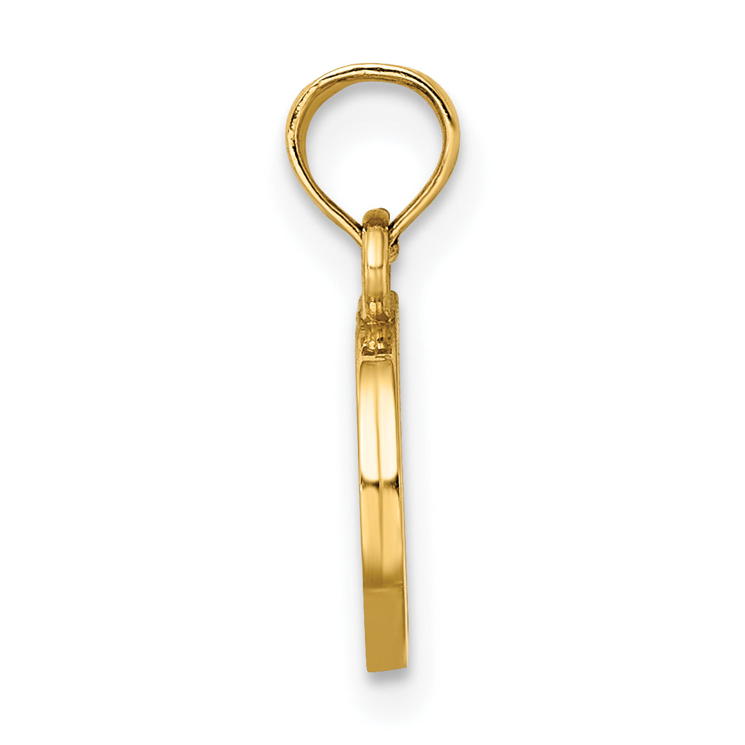 10K None Polished D Block Initial Charm - view 2