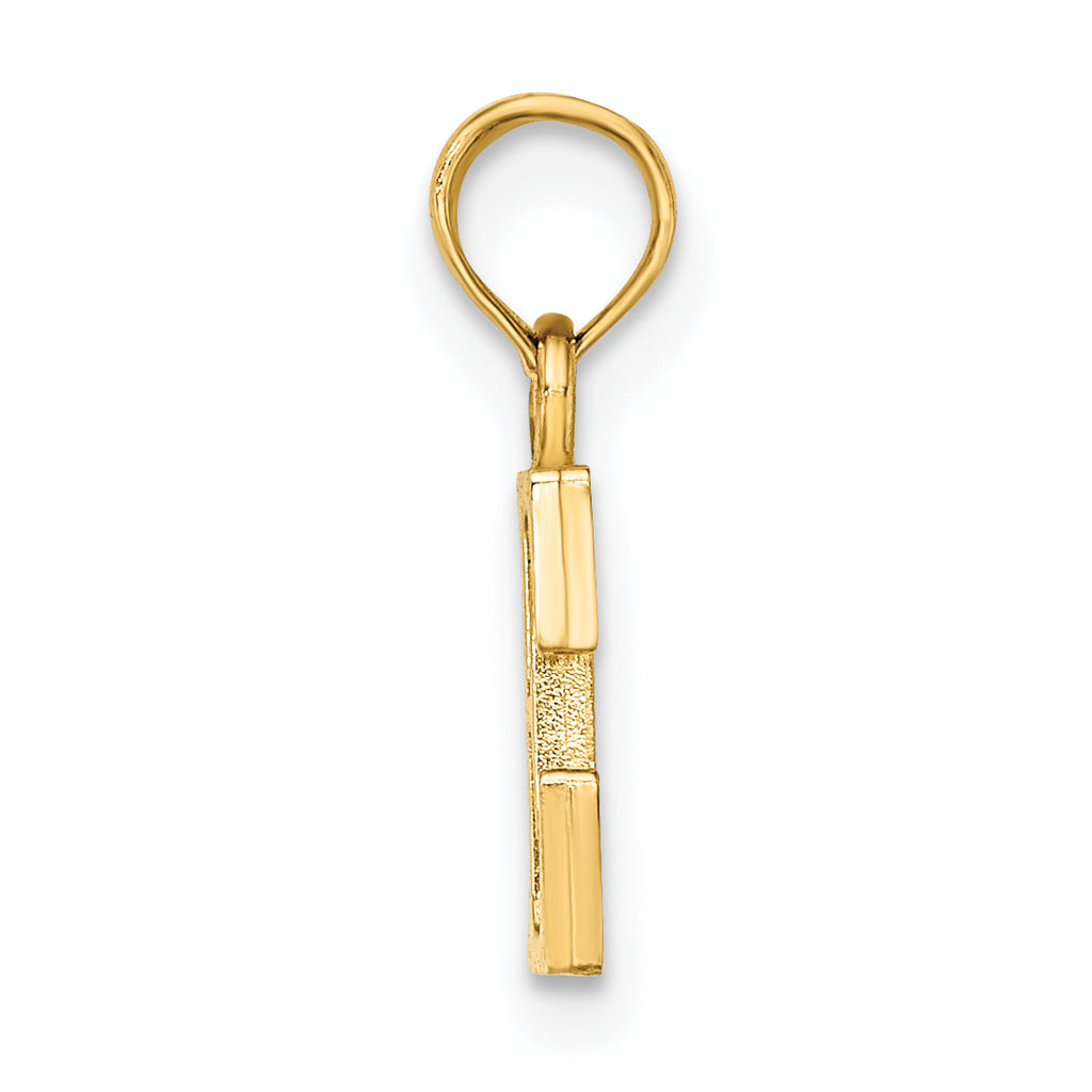 10K None Polished E Block Initial Charm - view 2