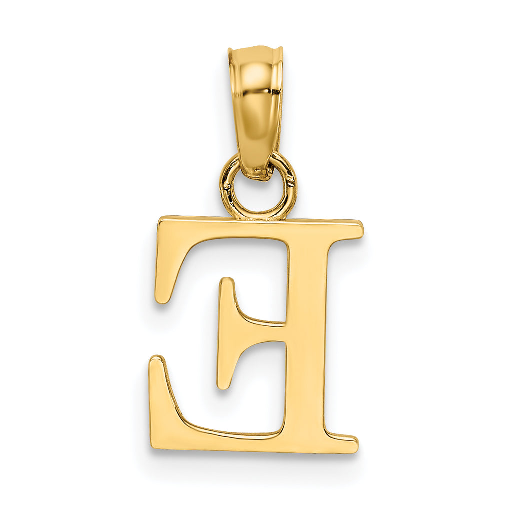 10K None Polished E Block Initial Charm - view 4