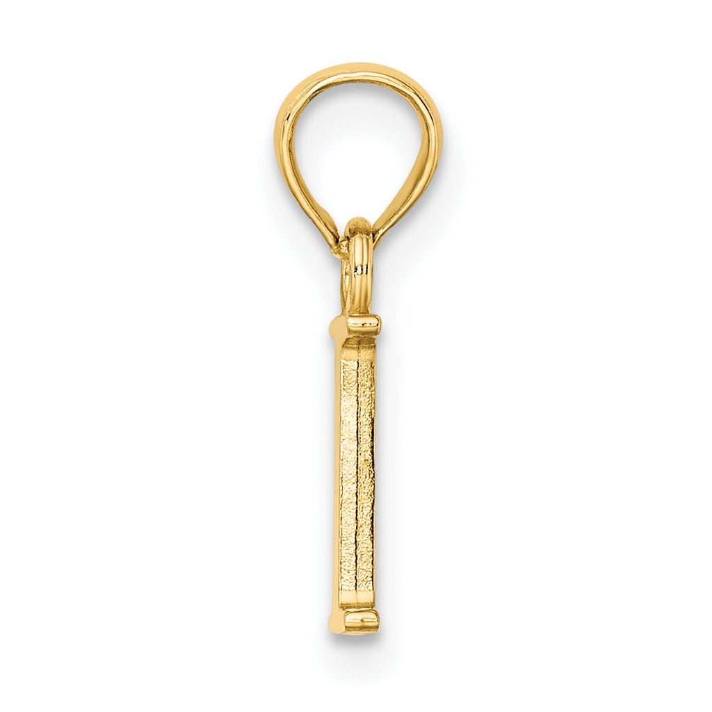 10K Polished I Block Initial Charm
