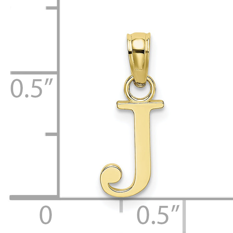 10K None Polished J Block Initial Charm - view 3