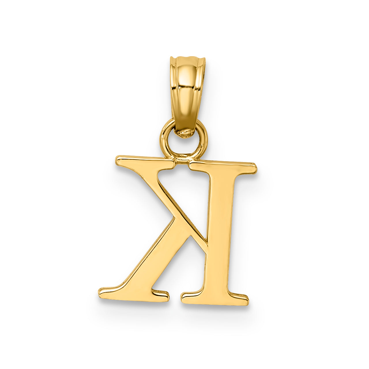 10K None Polished K Block Initial Charm - view 4