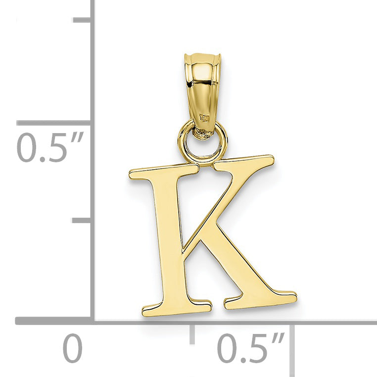 10K None Polished K Block Initial Charm - view 3
