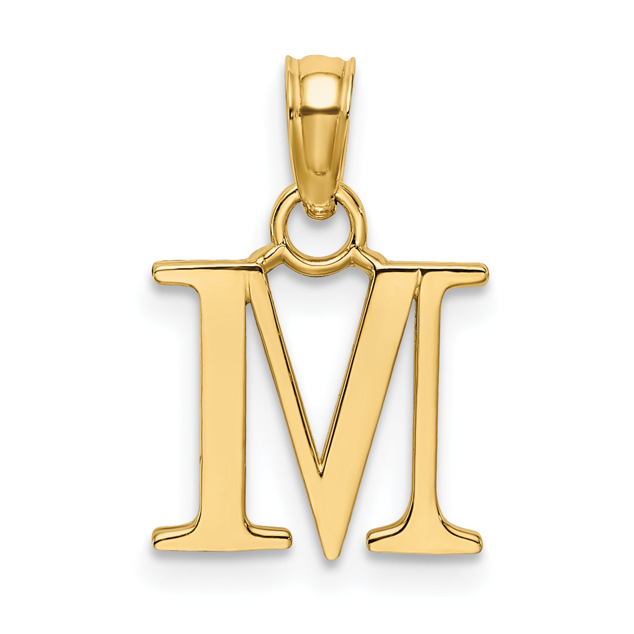 10K None Polished M Block Initial Charm - view 3