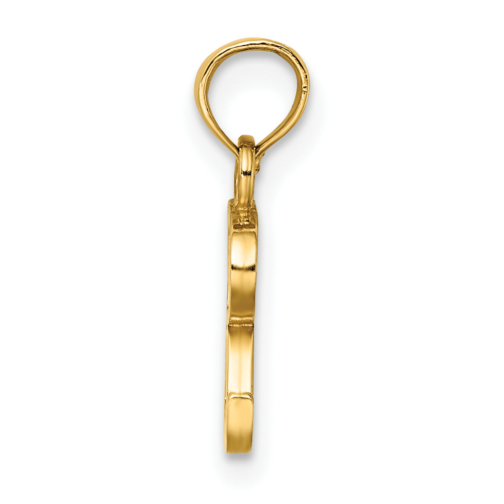 10K None Polished R Block Initial Charm - view 2