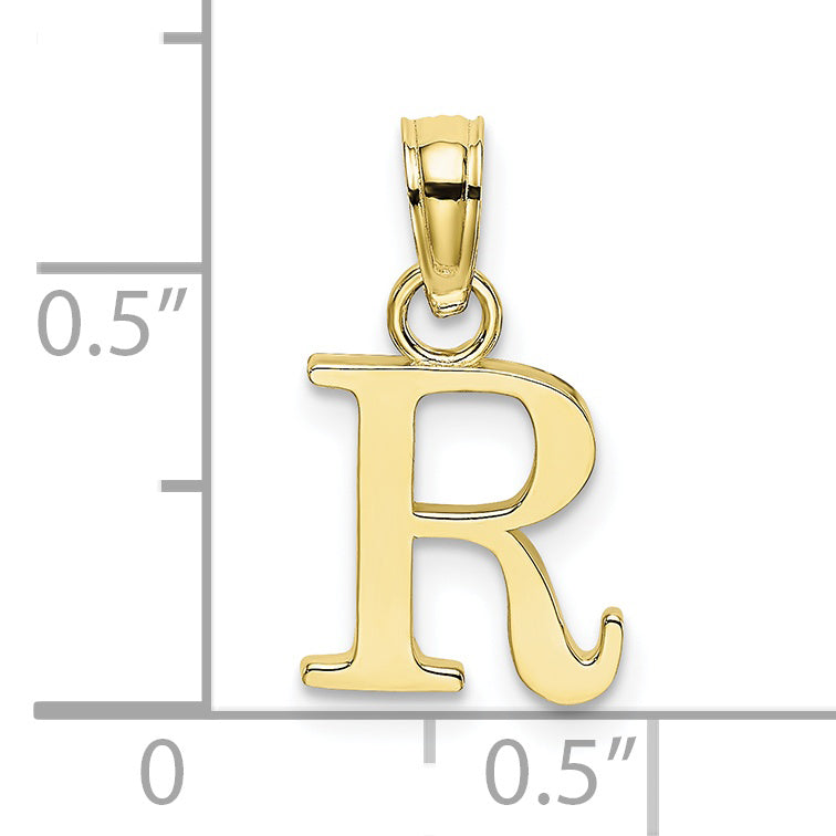 10K None Polished R Block Initial Charm - view 3
