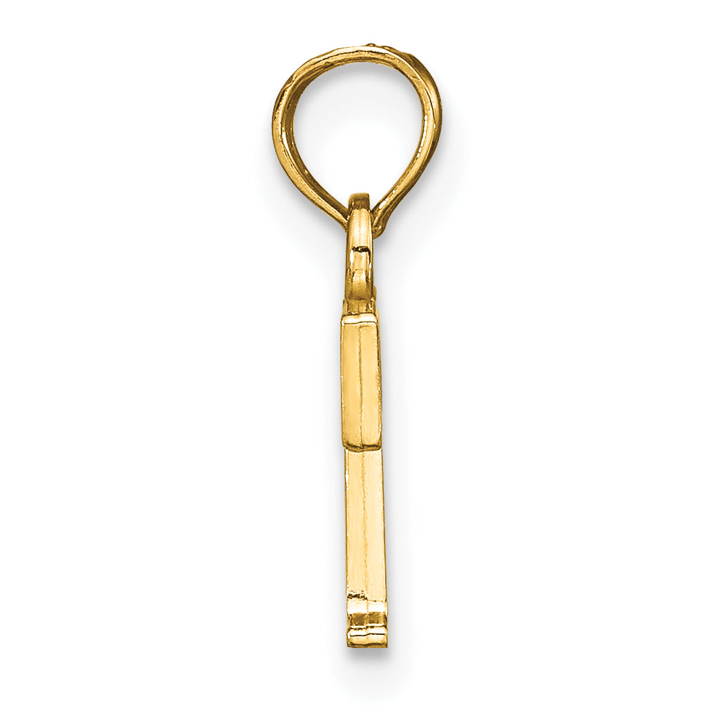 10K Yellow Gold Polished T Block Initial Charm Secondary image