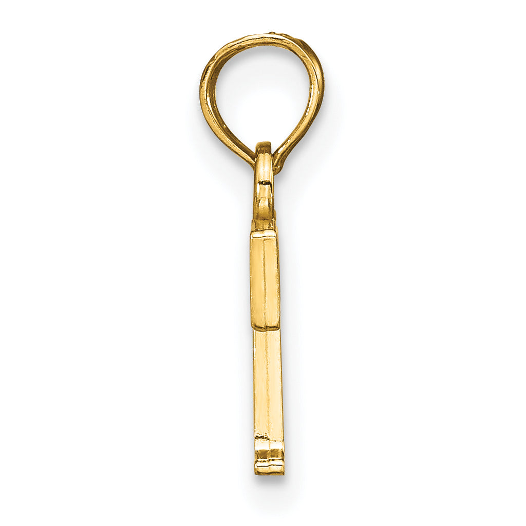 10K None Polished T Block Initial Charm - view 2