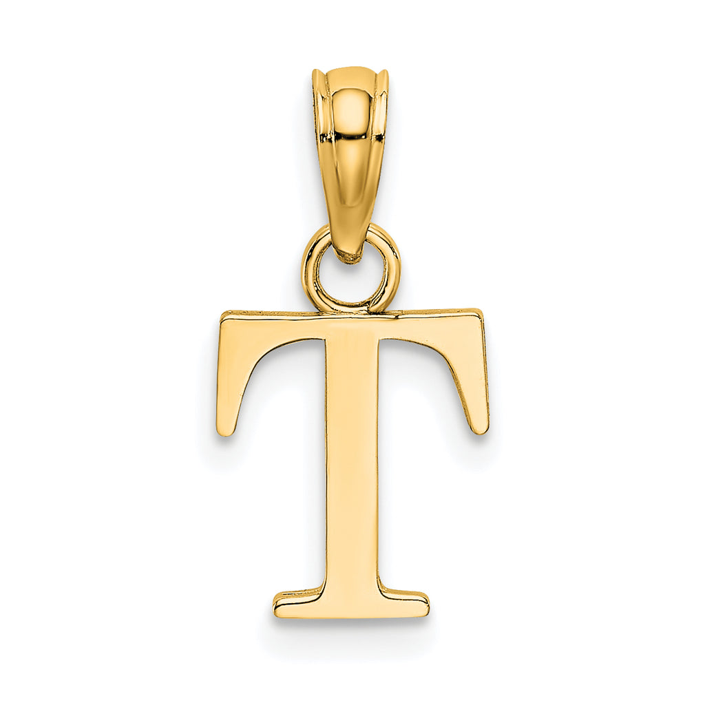 10K None Polished T Block Initial Charm - view 4