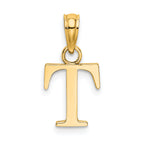 10K None Polished T Block Initial Charm - view 4