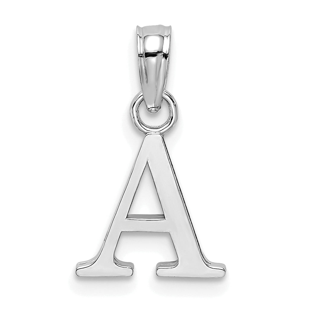 10K White Gold A Block Initial Charm - view 4