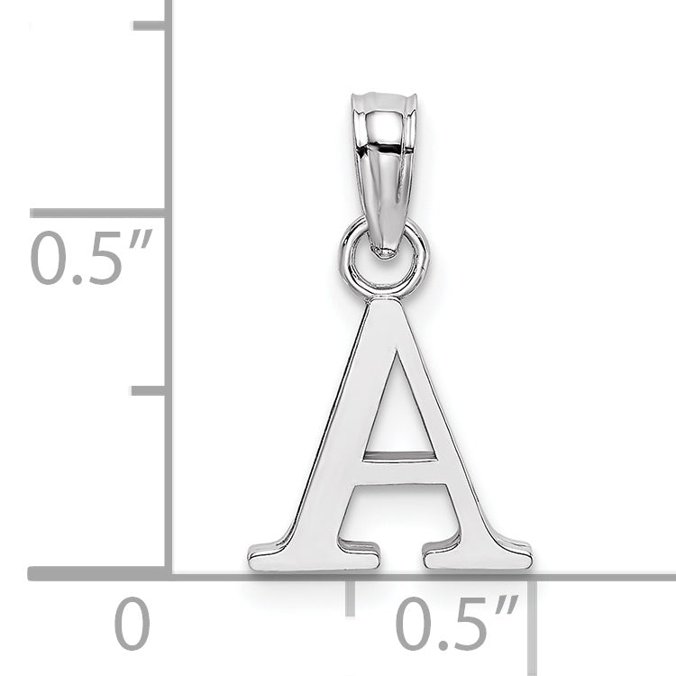 10K White Gold A Block Initial Charm - view 3