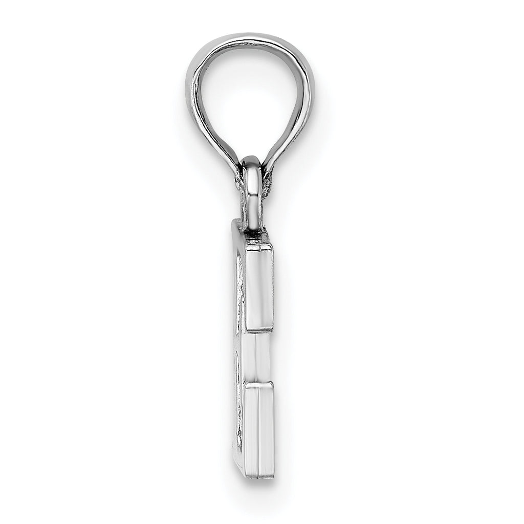 10K White Gold White Gold Polished E Block Initial Charm - view 2