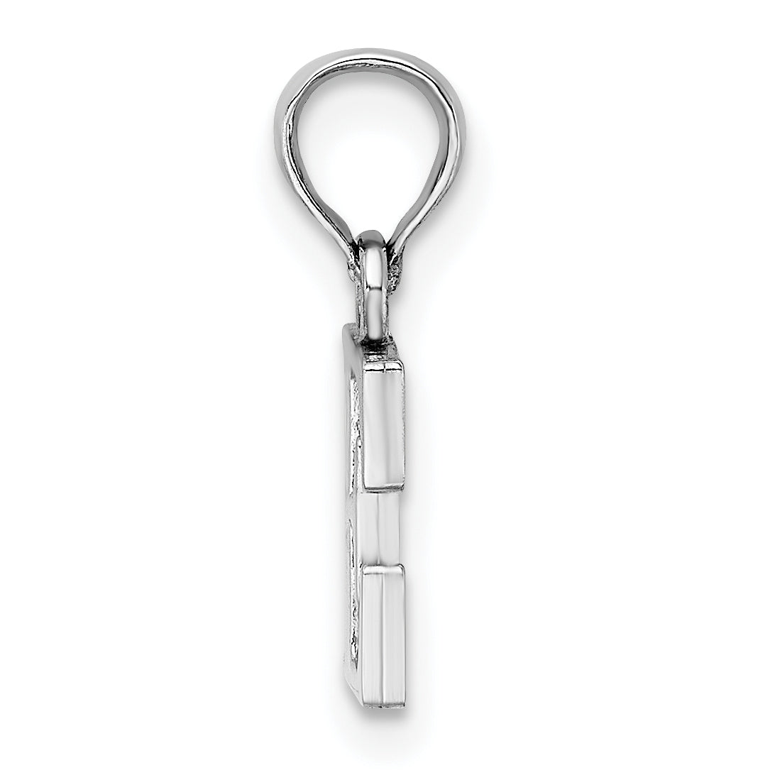 10K White Gold White Gold Polished E Block Initial Charm - view 2