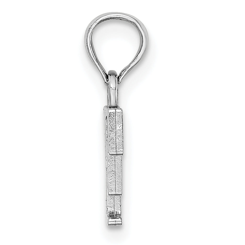 10K White Gold Polished F Block Initial Charm