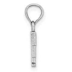 10K White Gold Polished F Block Initial Charm