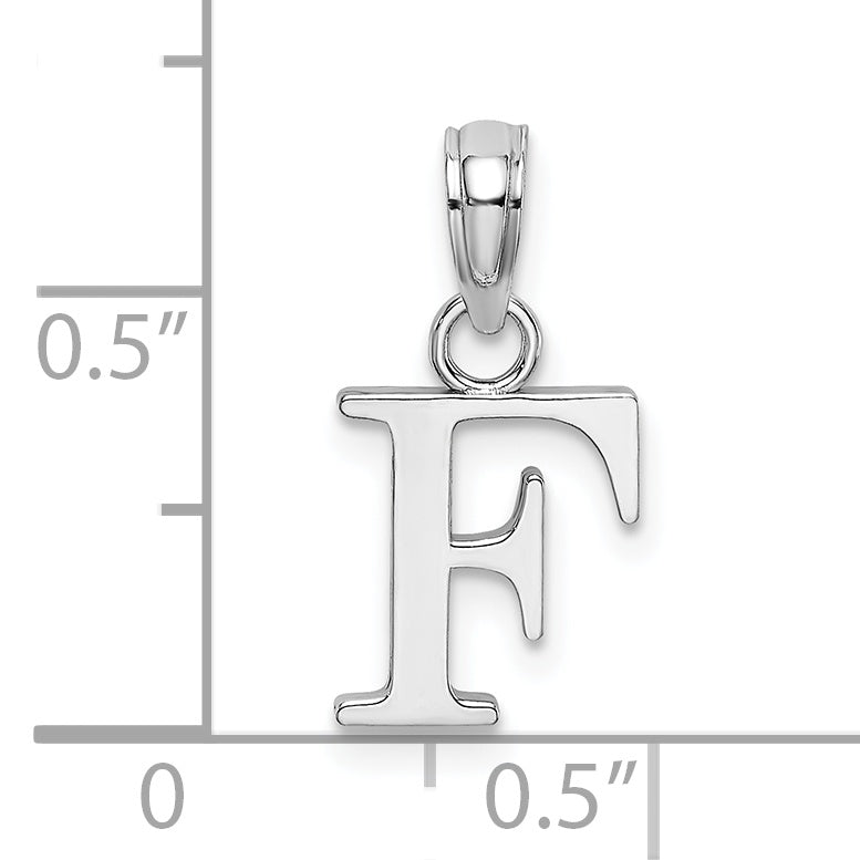 10K White Gold Polished F Block Initial Charm