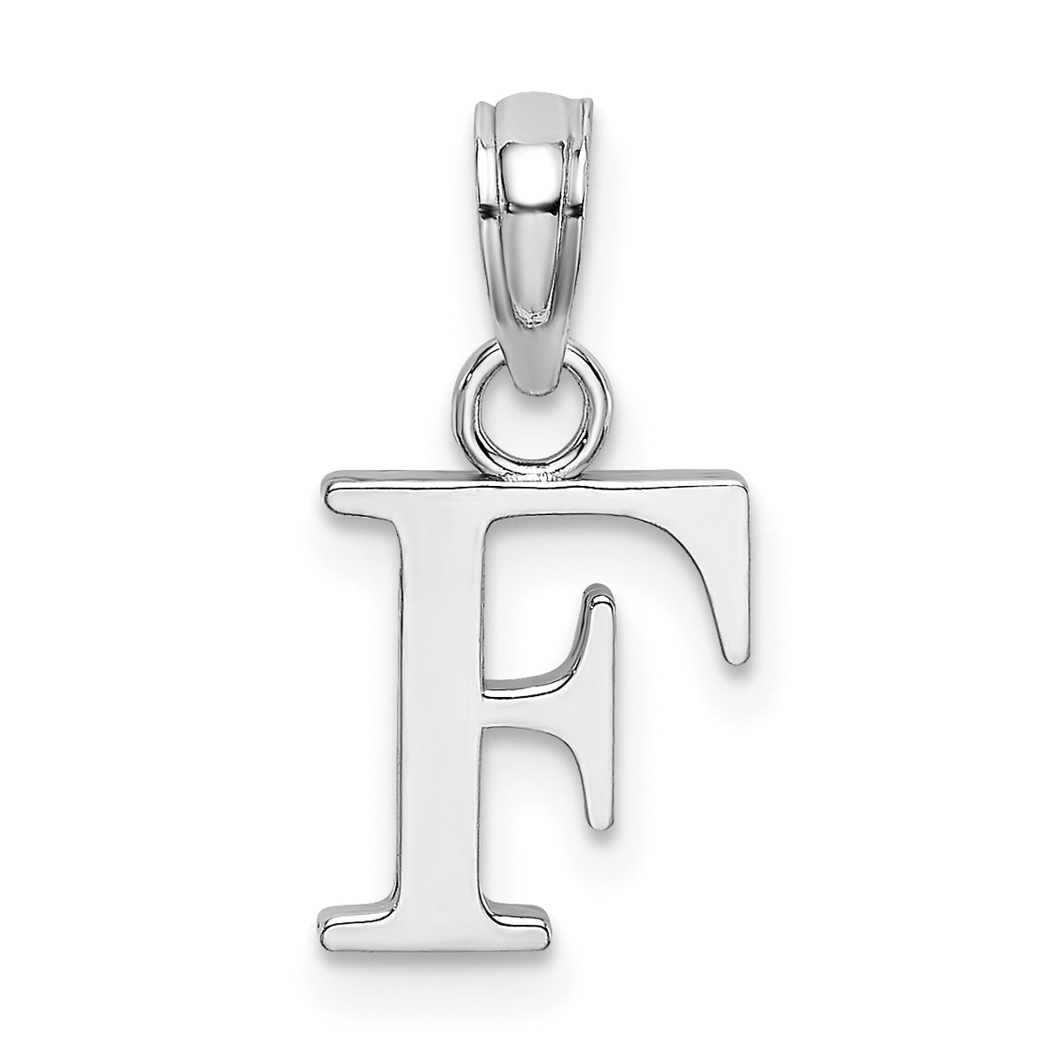 10K White Gold Polished F Block Initial Charm