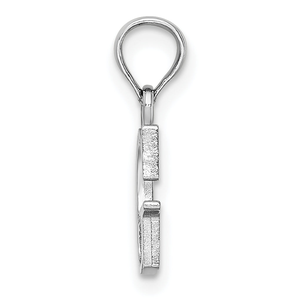 10K White Gold Polished G Block Initial Charm
