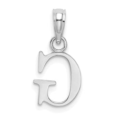 10K White Gold Polished G Block Initial Charm