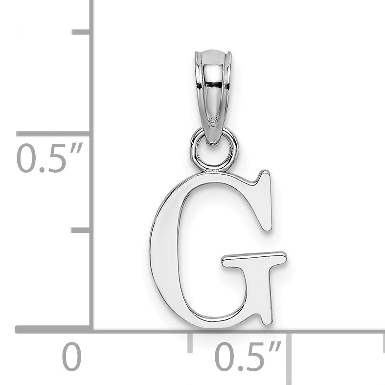 10K White Gold Polished G Block Initial Charm