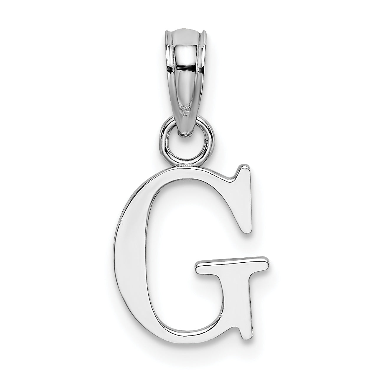 10K White Gold Polished G Block Initial Charm