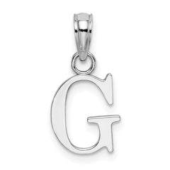 10K White Gold Polished G Block Initial Charm