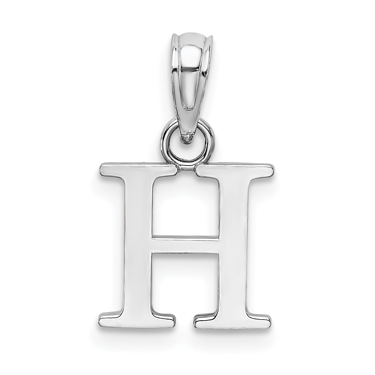 10K White Gold Polished H Block Initial Charm