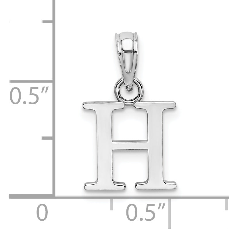10K White Gold Polished H Block Initial Charm