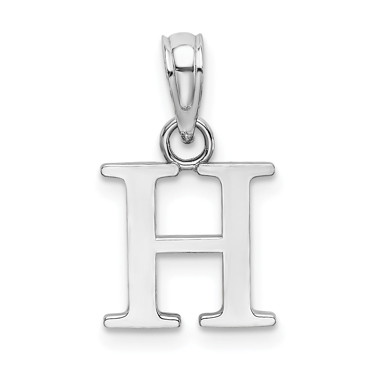 10K White Gold Polished H Block Initial Charm Main image