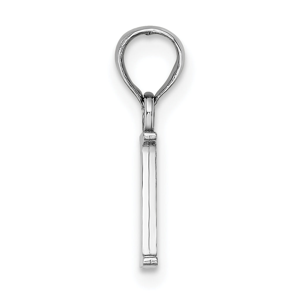 10K White Gold Polished I Block Initial Charm