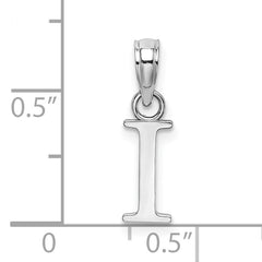 10K White Gold Polished I Block Initial Charm