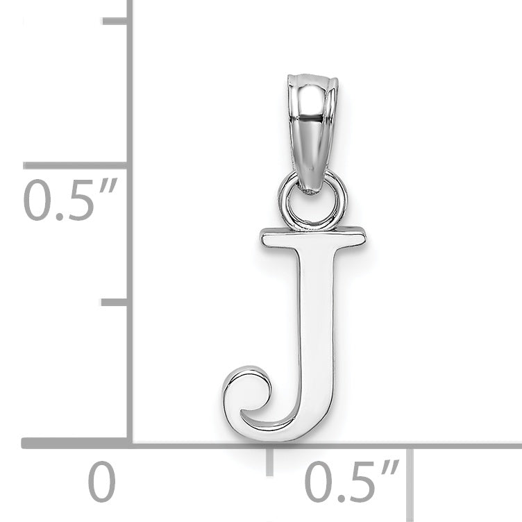 10K White Gold White Gold Polished J Block Initial Charm - view 3