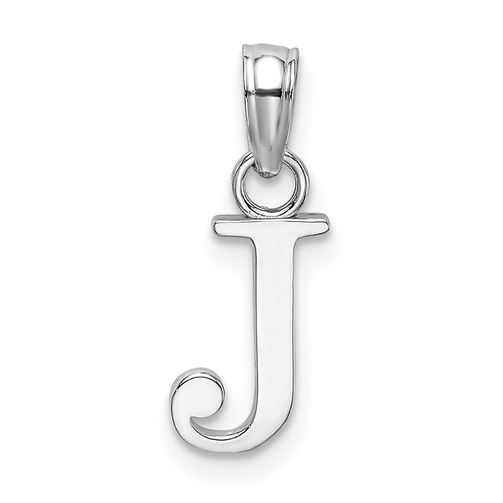 10K White Gold White Gold Polished J Block Initial Charm