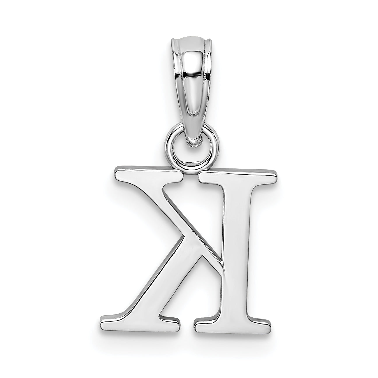 10K White Gold White Gold Polished K Block Initial Charm - view 4