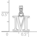 10K White Gold White Gold Polished M Block Initial Charm - view 3